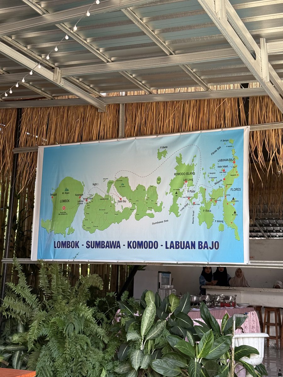 Carte du parcours de la croisière, de Lombok à Labuan Bajo en passant par Sumbawa et Komodo